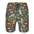 thumbnail image 4 of Naloa Cute Animal Forest Men's Beach Shorts, Surfing shorts, Swim trunks, Quick Dry Swim Trunks for Surfing Beach Fun - Small, 4 of 9