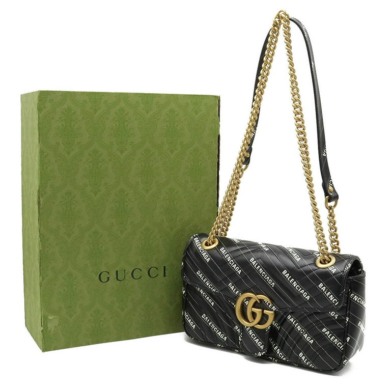 Authenticated used Gucci Gucci Balenciaga Balenciaga Collaboration GG Marmont The Hacker Project Small Bag Shoulder Black 443497, Adult Unisex, Size