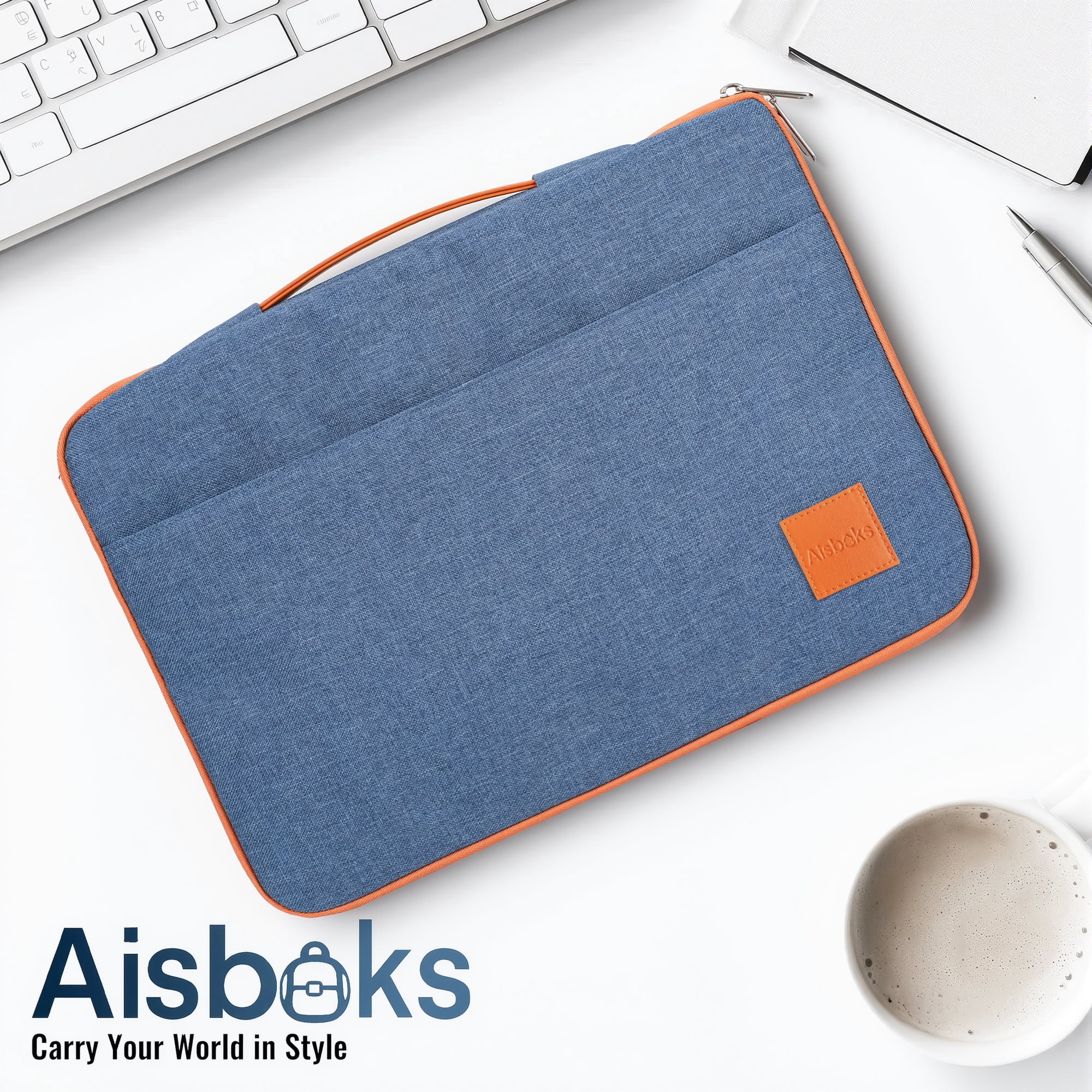 Laptop Sleeve 15.6''-17'',Zipper Laptop Bag 16'',Laptop Case Compatible with Apple MacBook,HP,Dell,Acer,Asus Notebook,Shockproof Soft Padded Cover Carrying Computer Bag,Denim Blue