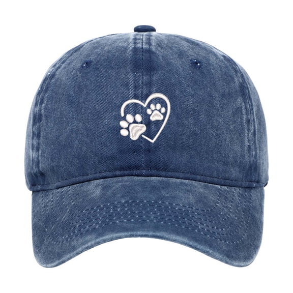 ibiyuan Women Baseball Cap Women's Hats Unisex Baseball Hat with Embroidered Heart and Dog Design Adjustable Washed Dad Cap for Outdoor Travel