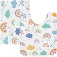 thumbnail image 6 of SKYSONIC Toilet Bathroom Rugs Sets 2 Piece, Cute Cloud Rainbow Soft Absorbent Fluffy Toilet Mat Set Non-Slip Rubber Backing Bath Mats for Bathroom,23.6"x15.7"+17.3"x13.4", 6 of 7
