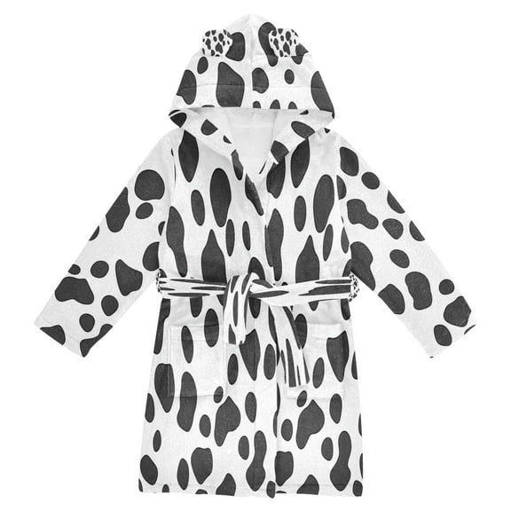 FORMRS Niños Bathrobe Unisex Hooded Robe Soft Plush Pajamas Sleepwear, Size 2-3T, Cow Spots