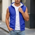 thumbnail image 2 of RUTAYY Men's Sleeveless Zip Up Hoodie Drawstring with Pocket Solid Color Casual Vest Sweatshirt Blue, 2 of 6