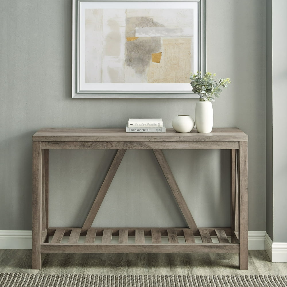 Manor Park Modern Farmhouse Entryway Table, Grey Wash