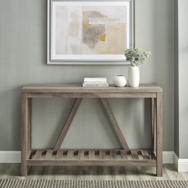 Manor Park Modern Farmhouse Entryway Table, Grey Wash