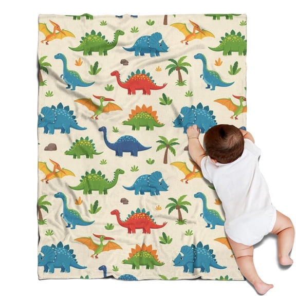 Colorful Dinosaurs Palm Pattern Blanket,Comfortable Soft Lamb Wool Throw Blanket,All Season,Warm Lightweight Blankets for Sofa Bed Couch Living Room Chair,30"x40"