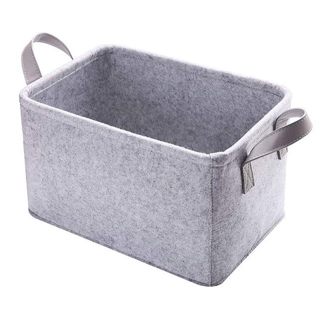 Cesta de almacenamiento de fieltro con asas - Organizadores de cestas para revistas para armarios y estantes, contenedores de tela decorativos para juguetes, libros, ropa, gris claro