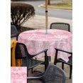 thumbnail image 5 of Outdoor Tablecloth with Umbrella Hole for Patio/Picnic/Party/Camping, Pink Coastal Waterproof Table Cloth Square Cover Washable, Summer Ocean Sea Waves Starfish Corals (60"x 60"), 5 of 8