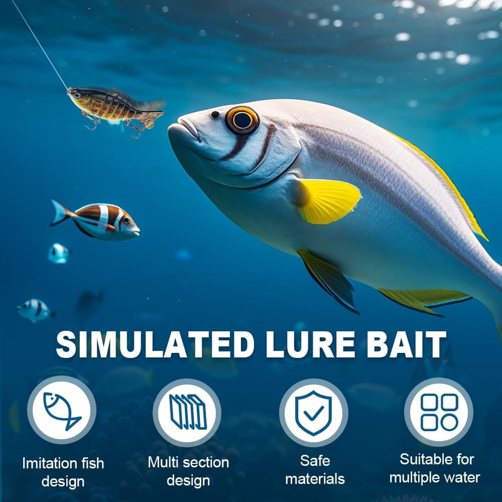 Upgraded Swimming Bait,Fishing Lure Kit Topwater Bass Lures Fishing Lures Slow Sinking Swimming Lures Multi Jointed Swimbait Lifelike Hard Bait Trout Perch