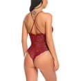 thumbnail image 4 of Lencería de entrepierna para mujer Body de encaje sexy Teddy con escote en V profundo Babydoll de encaje de una pieza, 4 of 5
