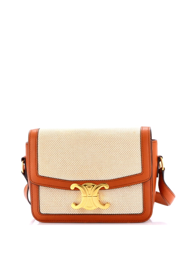 Pre-Owned Triomphe Shoulder Bag Canvas with Leather Teen By Rebag