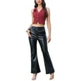 thumbnail image 2 of Allegra K Women's Racerback Vest Sleeveless Cropped Button Front Dressy Casual Waistcoat M Burgundy, 2 of 6