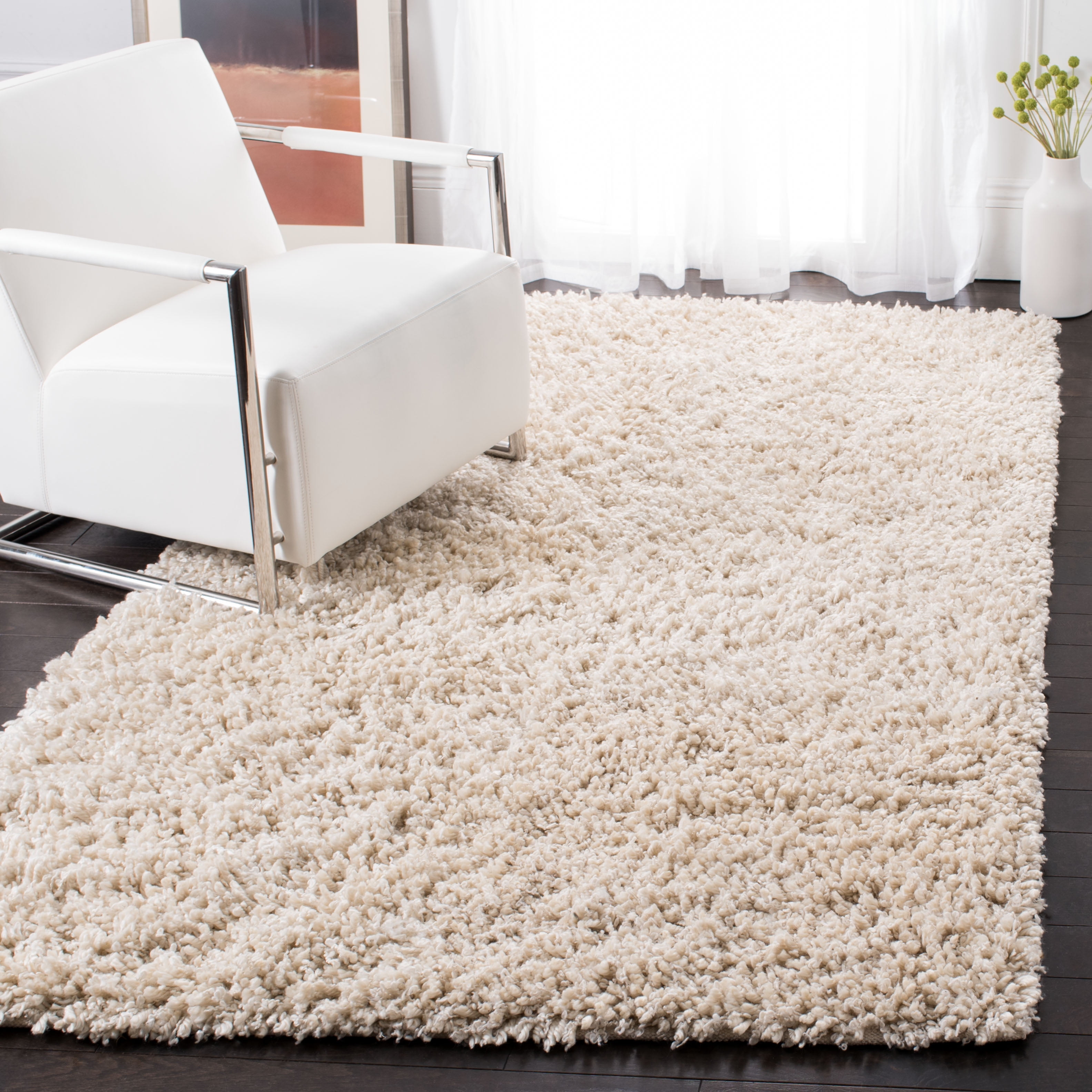 SAFAVIEH Florida Tamzen Abstract Shag Area Rug, Cream/Beige, 5'3