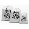 thumbnail image 1 of Darling Souvenir White Merry & Bright Christmas Party Supplies Favor Bags Drawstring Pouches 15 Pieces, 1 of 5