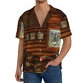 thumbnail image 3 of Xecao offers the Log Cabin Inside for Men's Casual Short-sleeved Shirt, a button-up collared shirt with a pocket, perfect for beach vacations and yacht travel in the Medium size., 3 of 7