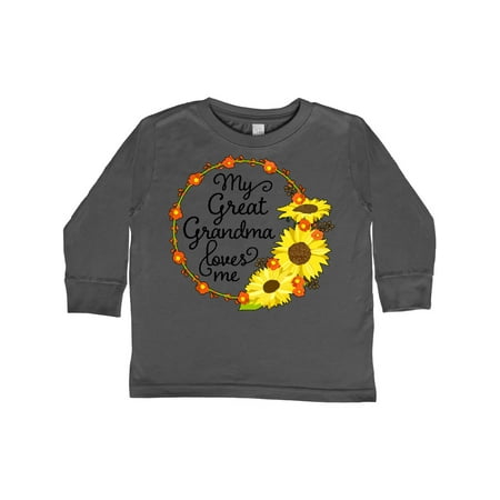 

Inktastic My Great Grandma Loves Me with Sunflower Wreath Gift Toddler Boy or Toddler Girl Long Sleeve T-Shirt