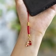 thumbnail image 2 of Murtoo Chinese Lucky Charm Phone Strap with Natural Stone & Copper Alloy – Red Braided Cord Keychain for Good Fortune & Everyday Use, 2 of 5