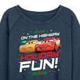 thumbnail image 3 of Disney Cars - Christmas - On The Highway To Holiday Fun - Women's Lightweight French Terry Long Sleeve Shirt, 3 of 5