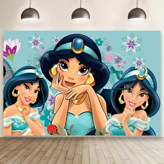 Jasmine Theme Birthday Party Decorations, Jasmine Theme Birthday Party Backdrops, Birthday Party Cake Table Decorations Photo Props
