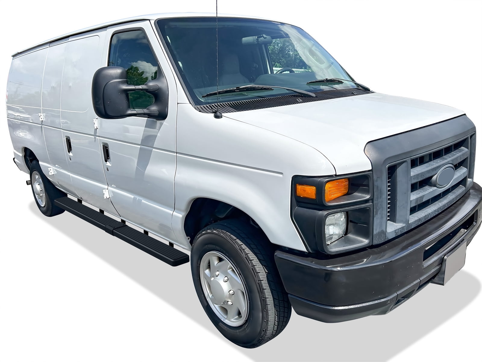 APS Running Boards 6-inch Matte Black Compatible with Ford Econoline 1999-2014 Full Size Van 3-Door Stainless Steel (Nerf Bars Side Steps Side Bars)