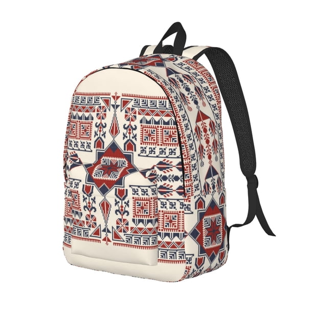 Balery Fashion Tatreez1 Mochila Clásica Impresa Básica para Viaje, Mochila Escolar Resistente al Agua, Mochila de Lona con Correas Ajustables-Medium