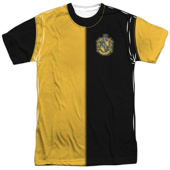 Harry Potter Hufflepuff Split Uniform 100% Polyester Adult Costume T Shirt for Men & Women, Large