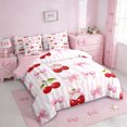 thumbnail image 2 of Erosebridal Pink Bowknot Kids 7-Piece Twin Bedding Sets,Red Cute Cherry Bedding Comforter Set For Girls,Reversible pink, 2 of 7