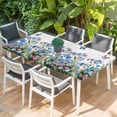thumbnail image 2 of Blue Spring Floral Table Cloths for 5 Foot Rectangle Tables, Pink Flowers Butterfly Wooden Watercolor Patio Waterproof Elastic Fitted Tablecloths, Washable Rectangular Table Cover for Camping, 2 of 8