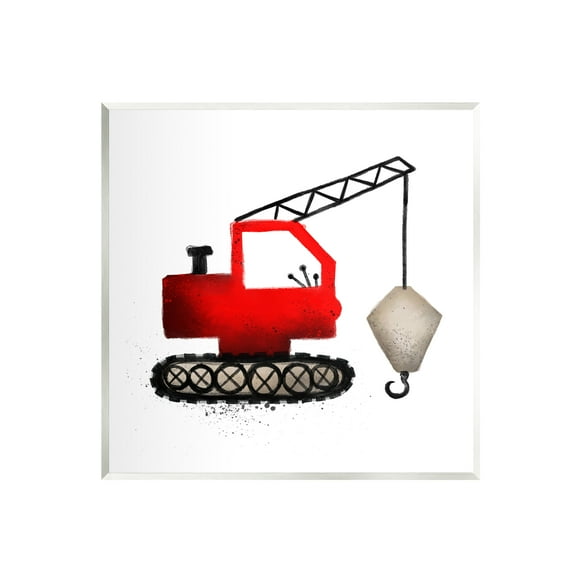 Stupell Red Crane Construction Vehicle Transportation Painting Wall Plaque Unframed Art Print Wall Art