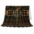 thumbnail image 2 of Printed Flannel Throw Blanket with Leaping Trout Surrounded By Rustic Fishing Equipment, 2 of 7