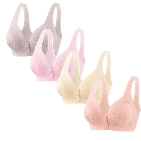 Ndbuld Plus Size Bras for Women Wireless 4PC Women s No Steel Ring Lactation Bra Back Adjustment Yoga Running Bra Fall Clearance XXXLKhaki