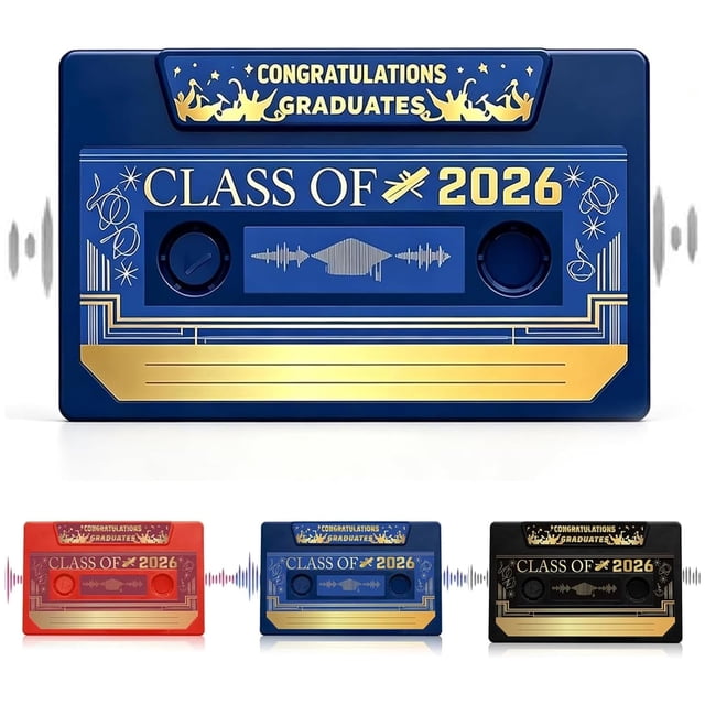 1 Pc, Recordable Retro Cassette - Audio Keepsake for Graduation Music Note, Memory Recorder, Talking Card(blue