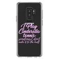 thumbnail image 1 of DistinctInk Clear Shockproof Hybrid Case for Samsung Galaxy S9+ PLUS (6.2" Screen) - TPU Bumper Acrylic Back Tempered Glass Screen Protector - I Play Cinderella Tennis I Don't Make It To Ball, 1 of 5