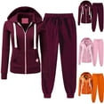 thumbnail image 6 of Inleife Womnes Sets 2 Piece Wine Long Sleeved Casual Hooded Sports Set Daily Hoodie Set, 6 of 6