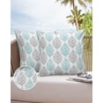 thumbnail image 6 of Pack of 2 Outdoor Pillow Covers, Grey and Turquoise Olive Leaf Texture Watercolor Hand Drawn Waterproof Square Throw Pillowcase Cushion Decorative Pillow Covers for Couch Patio Tent, 18x18 in, 6 of 6
