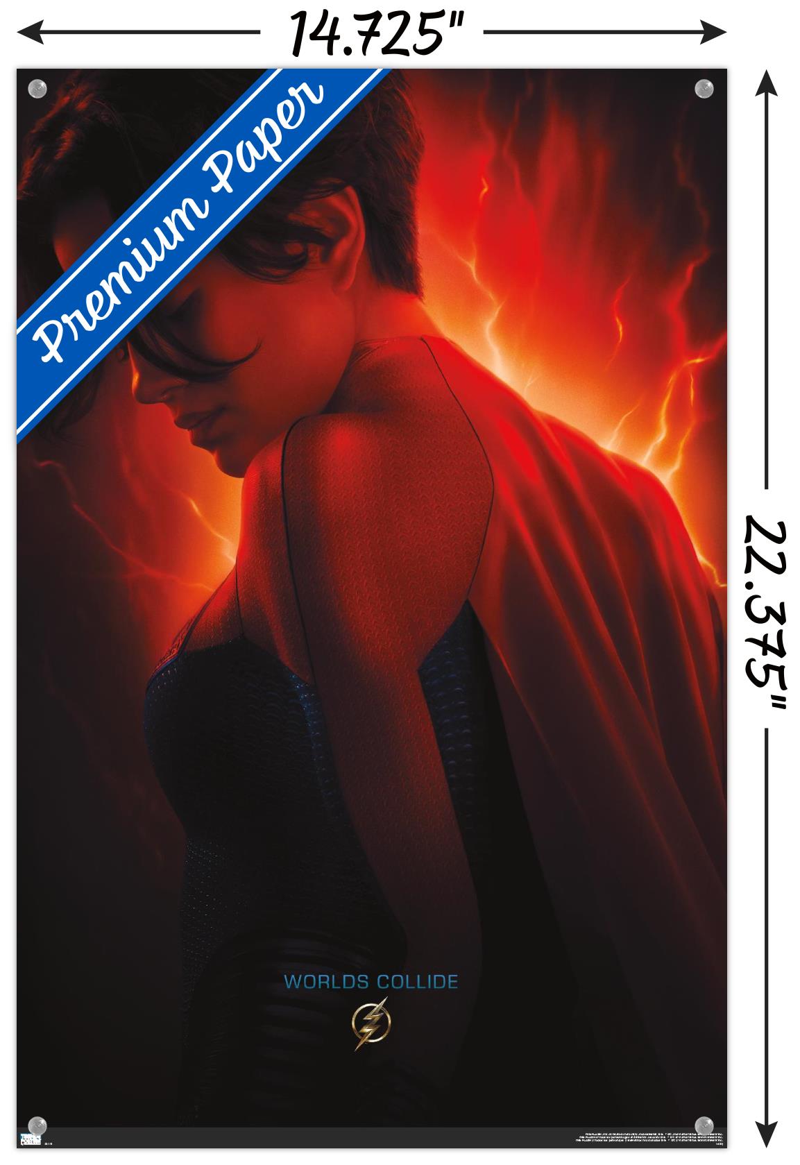 DC Comics Movie The Flash - Supergirl One Sheet Wall Poster with Push Pins, 14.725" x 22.375"