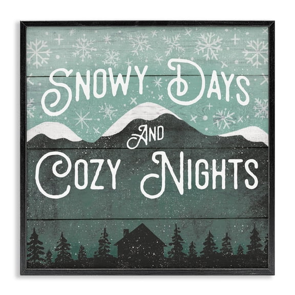 Stupell Industries Snowy Days And Cozy Nights Gray Framed Giclee Art design by Jilly Jack Designs, 12 x 12