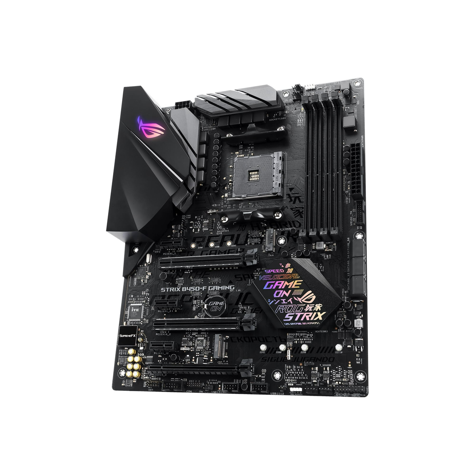 ASUS ROG STRIX B450 F GAMING Motherboard ATX Socket AM4 AMD B450 Chipset USB 3.1 Gen 1 USB 3.1 Gen 2 Gigabit LAN onboard graphics CPU required HD Audio 8 channel Walmart
