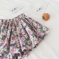 thumbnail image 4 of YTCAMLO Mini Skater Skirt for Girls Casual Boho Elastic Waisted Flared Skirts Floral Printed Ruffle Chiffon Skorts Summer Beach Outfits, Purple 1-2Years, 4 of 6