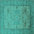 thumbnail image 1 of Ahgly Company Machine Washable Indoor Square Oriental Turquoise Blue Industrial Area Rugs, 8' Square, 1 of 4