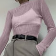 thumbnail image 4 of Women'S Pleated Long Sleeve Sheer Tops Lotus Root Pink L, 4 of 7
