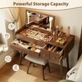 thumbnail image 3 of Muwuele Makeup Vanity Table with Mirror and 3 Lighting Modes, 40 Inch Large Dressing Table Set with 4 Drawers, Solid Wood Vanity Desk for Bedroom (Walnut), 3 of 9