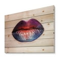 thumbnail image 2 of Designart 'Female Lips With Bright Multicolored Lipstick' Modern Print on Natural Pine Wood, 2 of 5