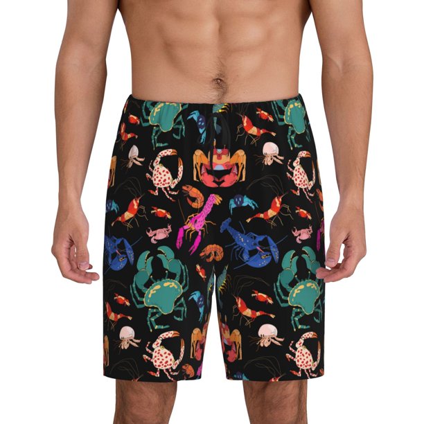 Fotbe Animals Under Water Pantalones Cortos de Pijama para Hombre, Ropa de Dormir, Pantalones de Pijama Cortos para Hombre-4X-Large