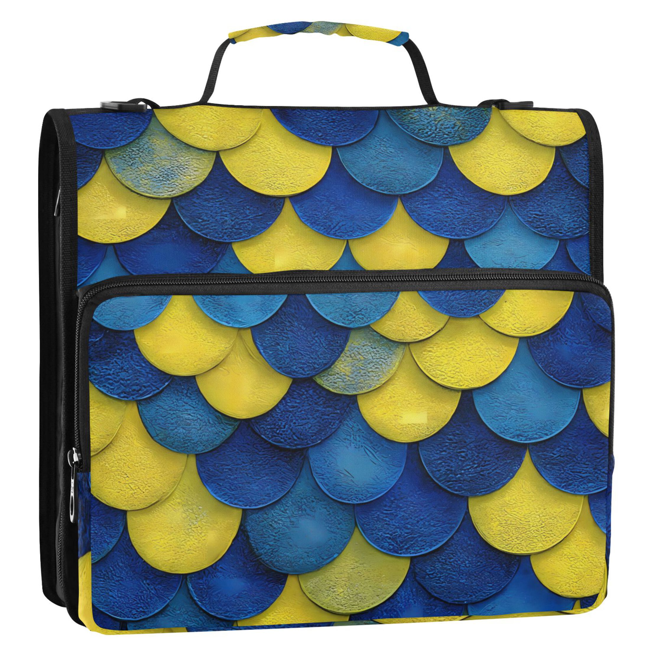 ALAZA Zipper Binder Scale Blue and Yellow 3 Ring Trapper Keeper File Folder Organizer Bag