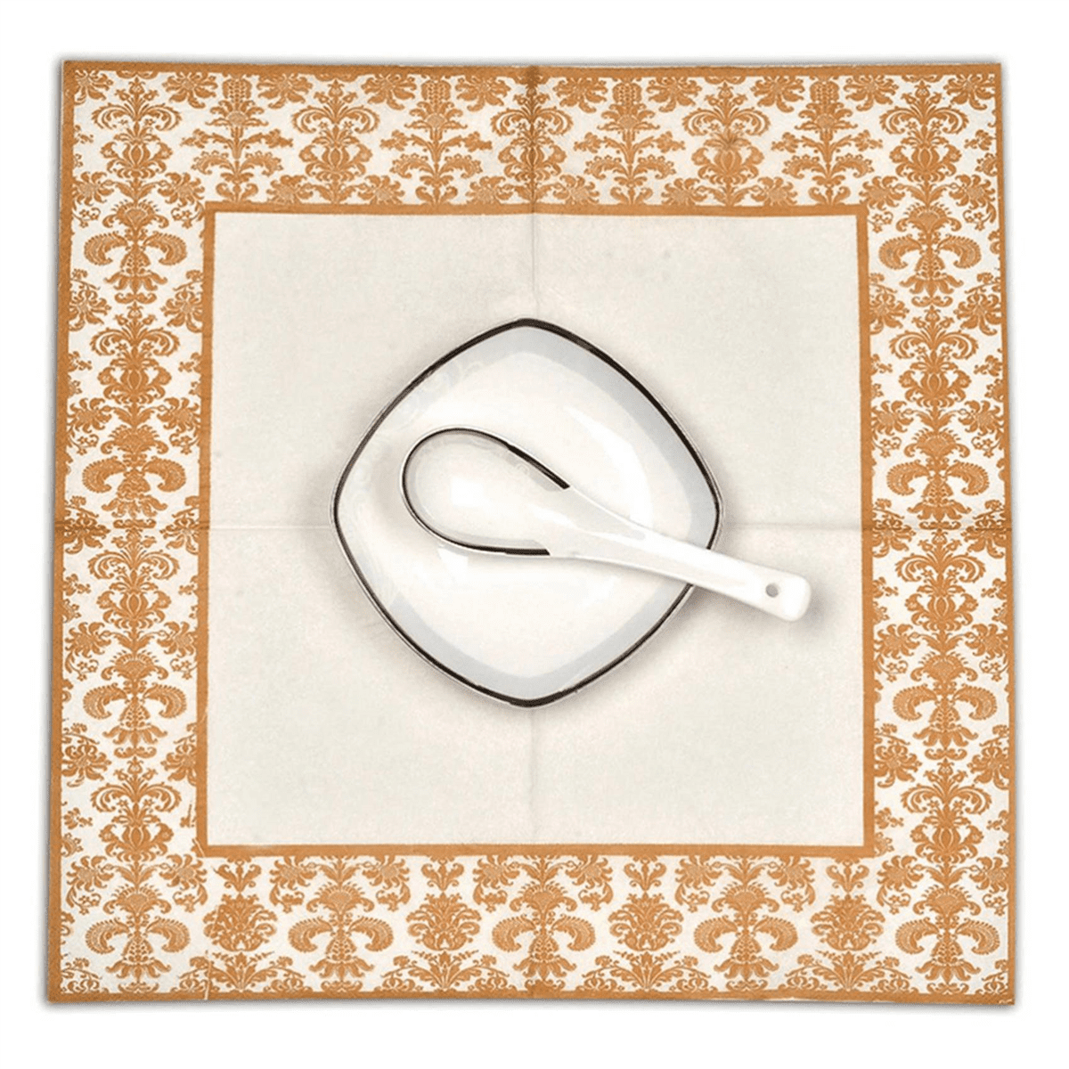 500Pcs Gold Printing Disposable Napkin Tissue Paper Printed Napkins for Restaurant and Hotel (Golden + White)