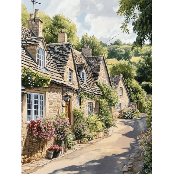English Cottage Canvas Wall Art， Perfect for Living Room，Kitchen， Dining Room， and Hallway Decoration.