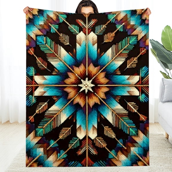 RKSupls Rustic Southwestern Throw Blanket, Soft Warm Lightweight Flannel Throw Blanket for Couch, Bed, Outdoor, Cozy Fluffy Fuzzy Blankets for Women Boys Girls, Home Decor, 30*40in