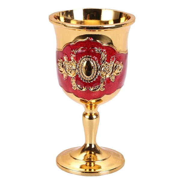 Copas de vino pequeñas clásicas retro con patrón tallado, hechas a mano, para bar o cena. Rojo