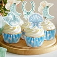 thumbnail image 4 of 36Pcs Coastal Cowgirl Cupcake Toppers Coastal Cowgirl Bachelorette Party Decoration Blue Shell Boots Hat Cake Decor for Last Toast on the Coast Western Cowgirl Engagement Bridal Shower Party Supplies, 4 of 7